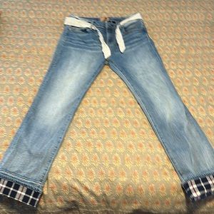 Driftwood jeans with flannel cuff